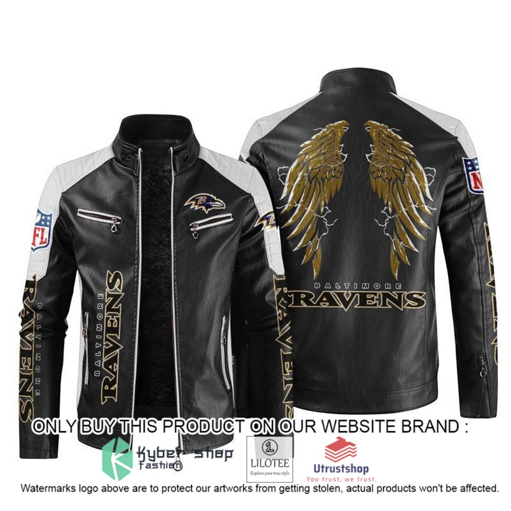 nfl baltimore ravens wings motor block leather jacket 1 96468