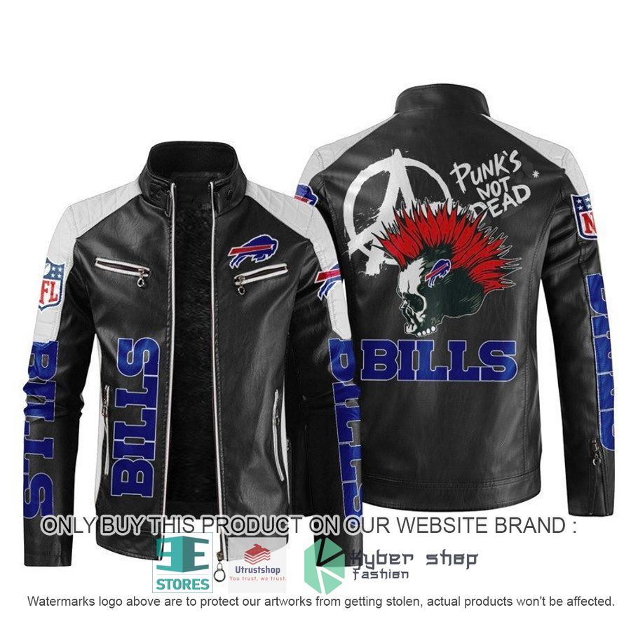 nfl buffalo bills punks not dead skull block leather jacket 1 9102