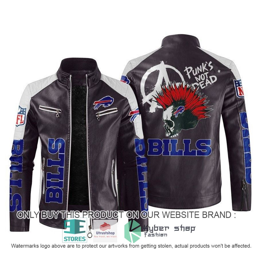 nfl buffalo bills punks not dead skull block leather jacket 2 42442
