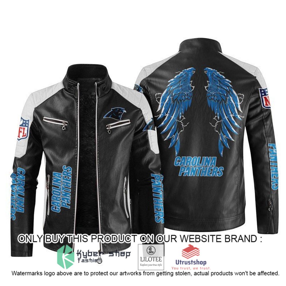 nfl carolina panthers wings motor block leather jacket 1 42291