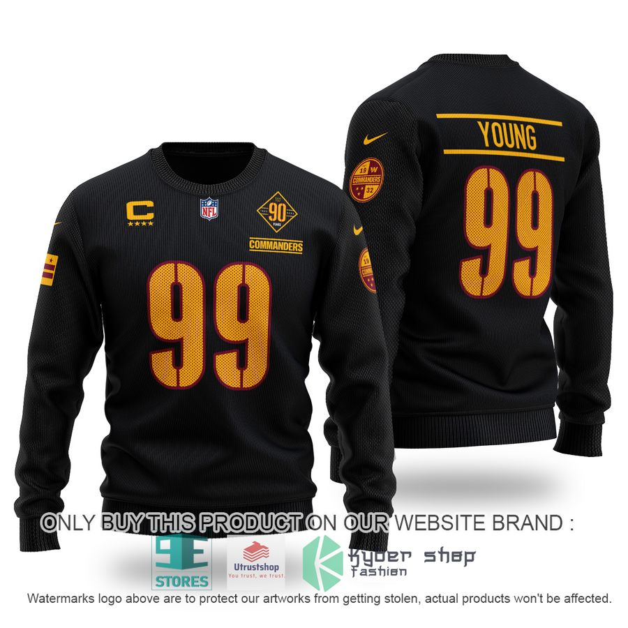 nfl chase young 99 washington commanders black sweater 1 65753