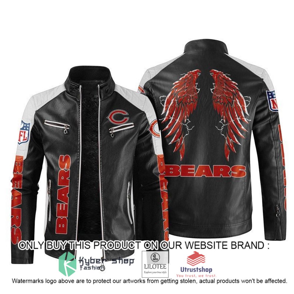nfl chicago bears wings motor block leather jacket 1 71594