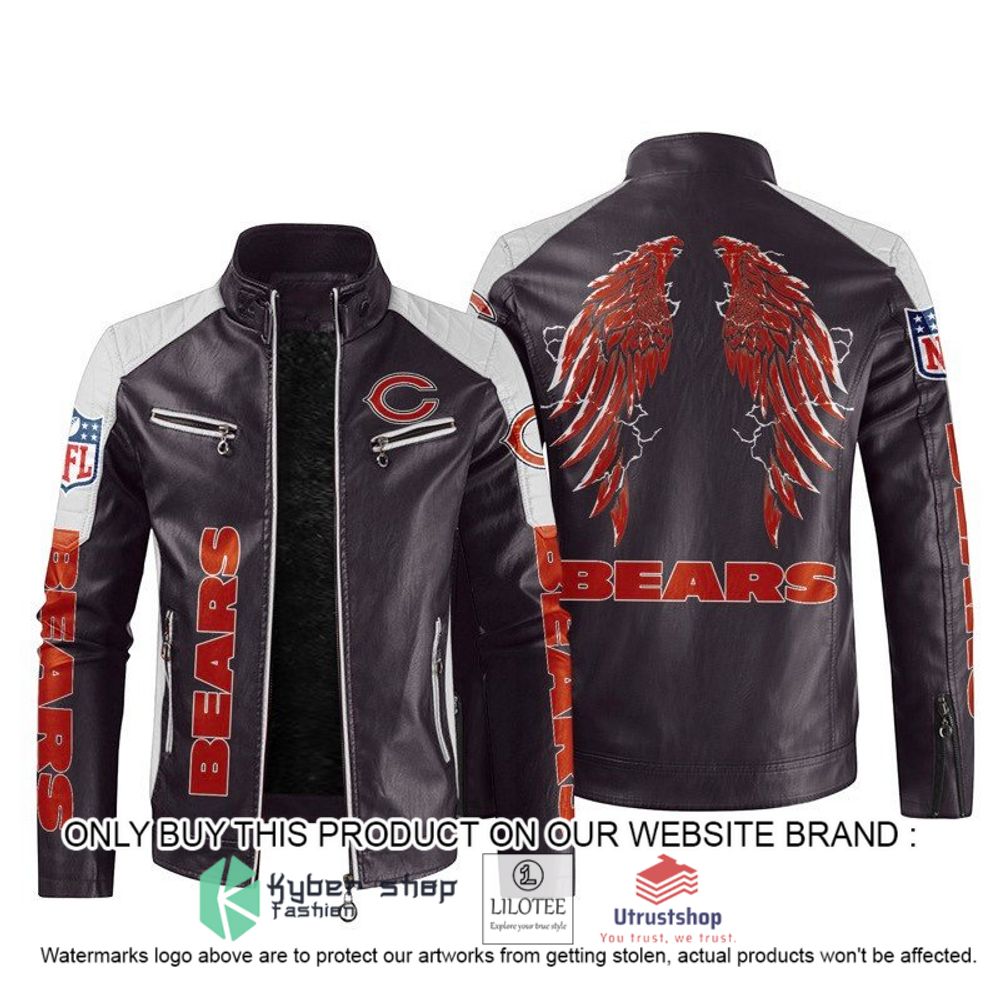 nfl chicago bears wings motor block leather jacket 2 88131