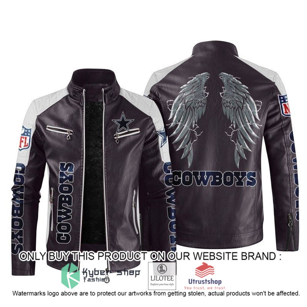 nfl dallas cowboys wings motor block leather jacket 2 22623