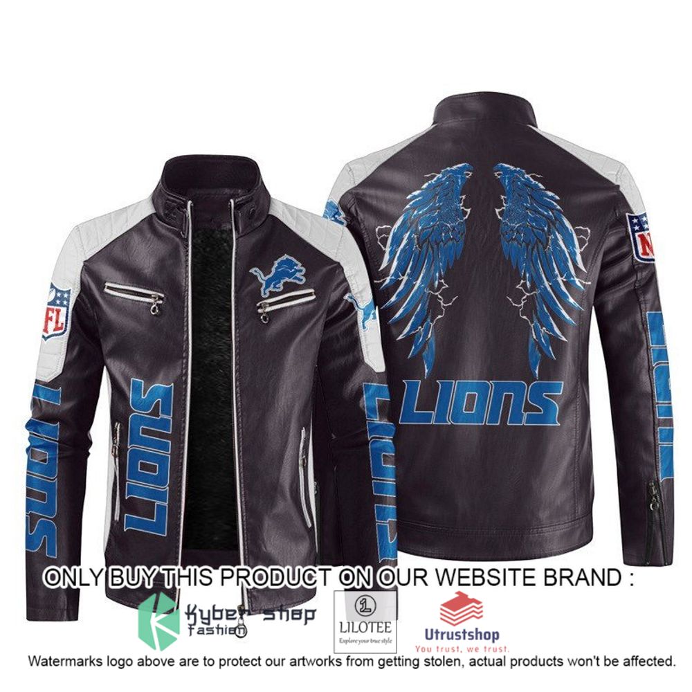 nfl detroit lions wings motor block leather jacket 2 83924