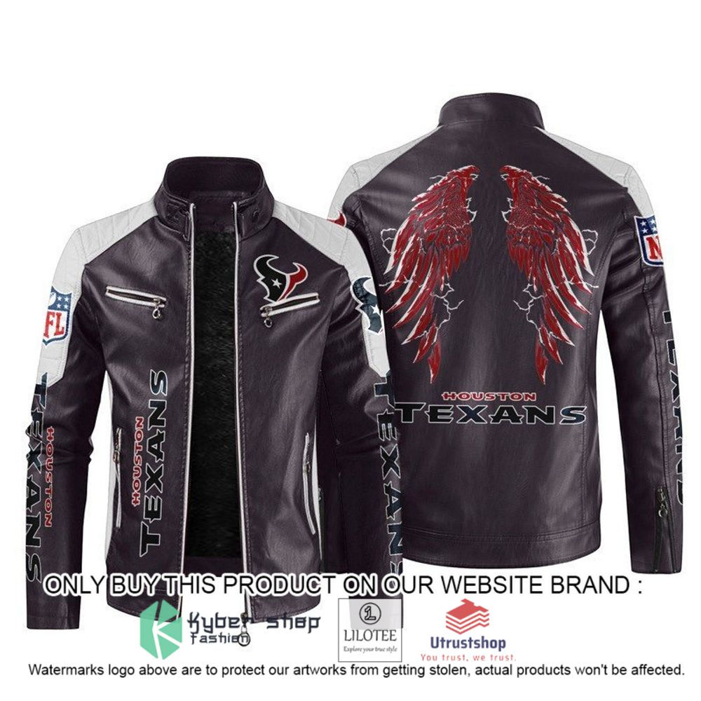 nfl houston texans wings motor block leather jacket 2 38943