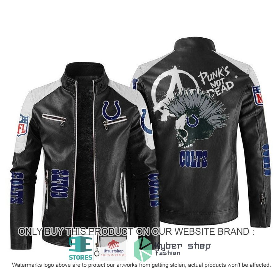 nfl indianapolis colts punks not dead skull block leather jacket 1 15713