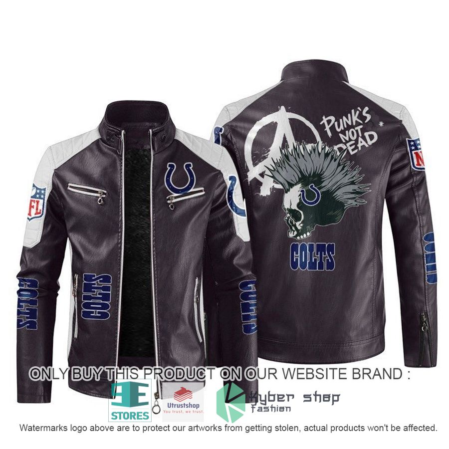 nfl indianapolis colts punks not dead skull block leather jacket 2 35877
