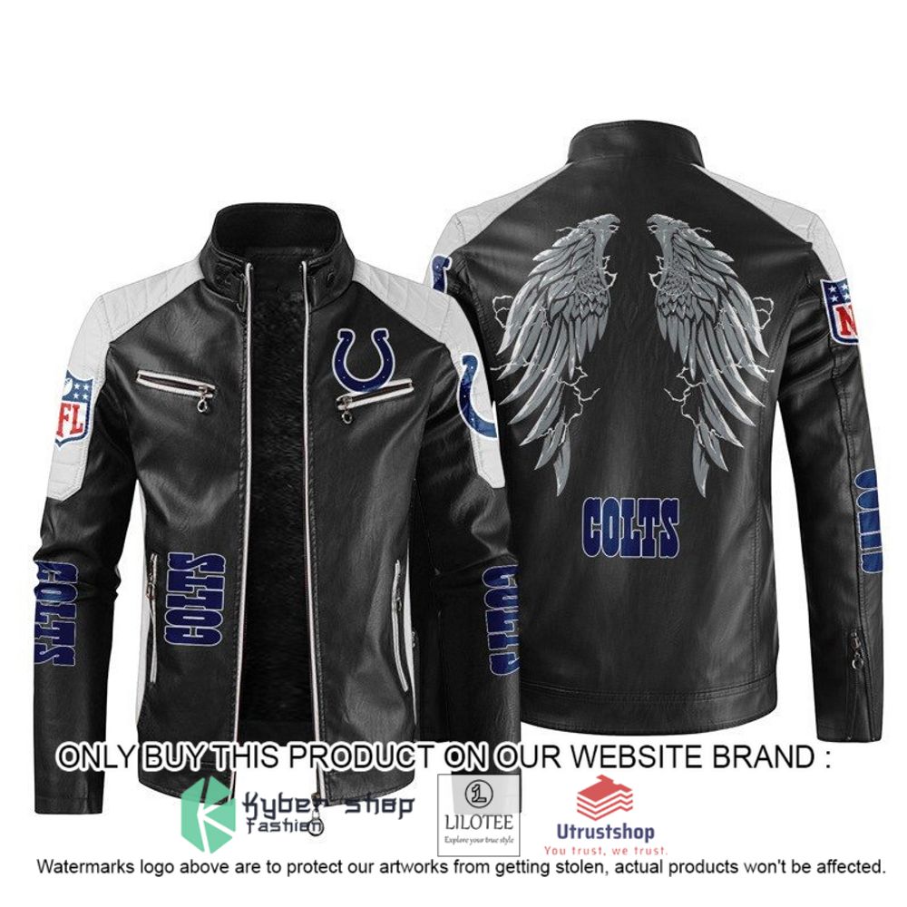 nfl indianapolis colts wings motor block leather jacket 1 35669