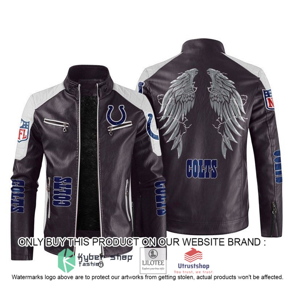 nfl indianapolis colts wings motor block leather jacket 2 84281
