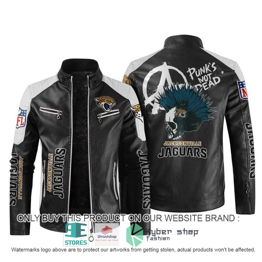 nfl jacksonville jaguar punks not dead skull block leather jacket 1 82452