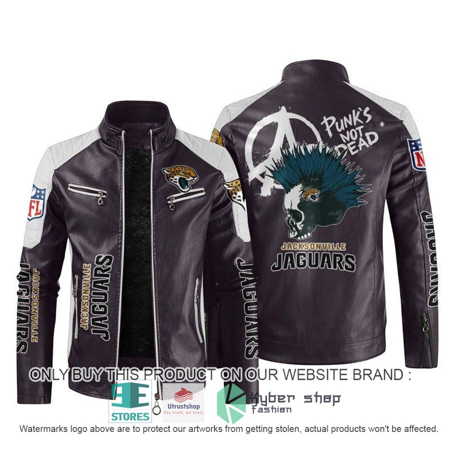 nfl jacksonville jaguar punks not dead skull block leather jacket 2 36050