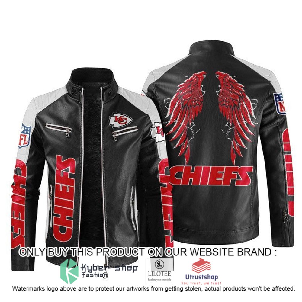 nfl kansas city chiefs wings motor block leather jacket 1 7404