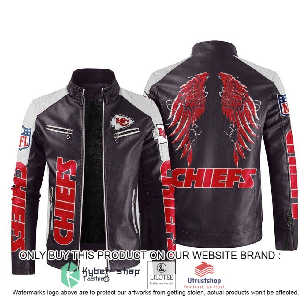 nfl kansas city chiefs wings motor block leather jacket 2 28005