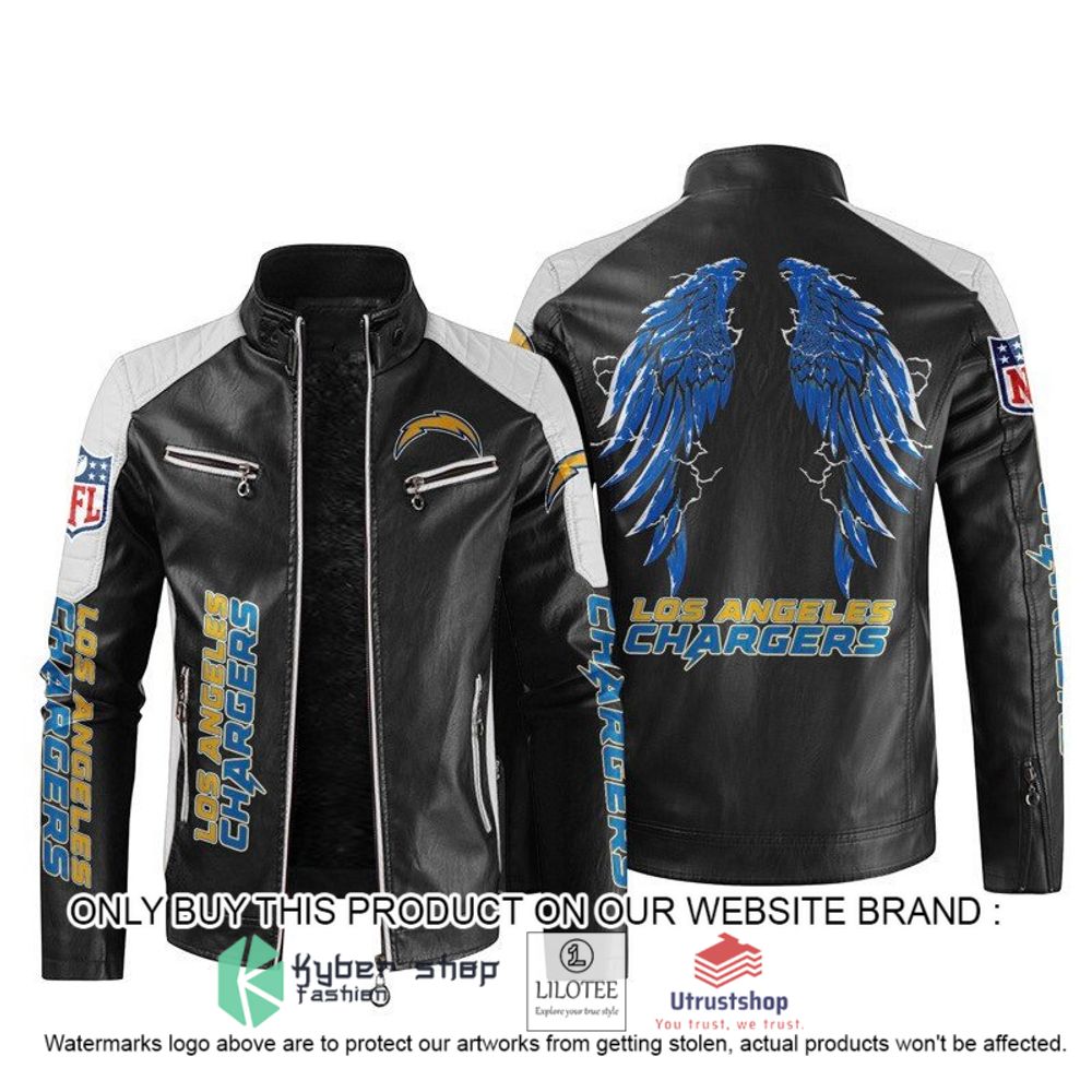 nfl los angeles chargers wings motor block leather jacket 1 5005