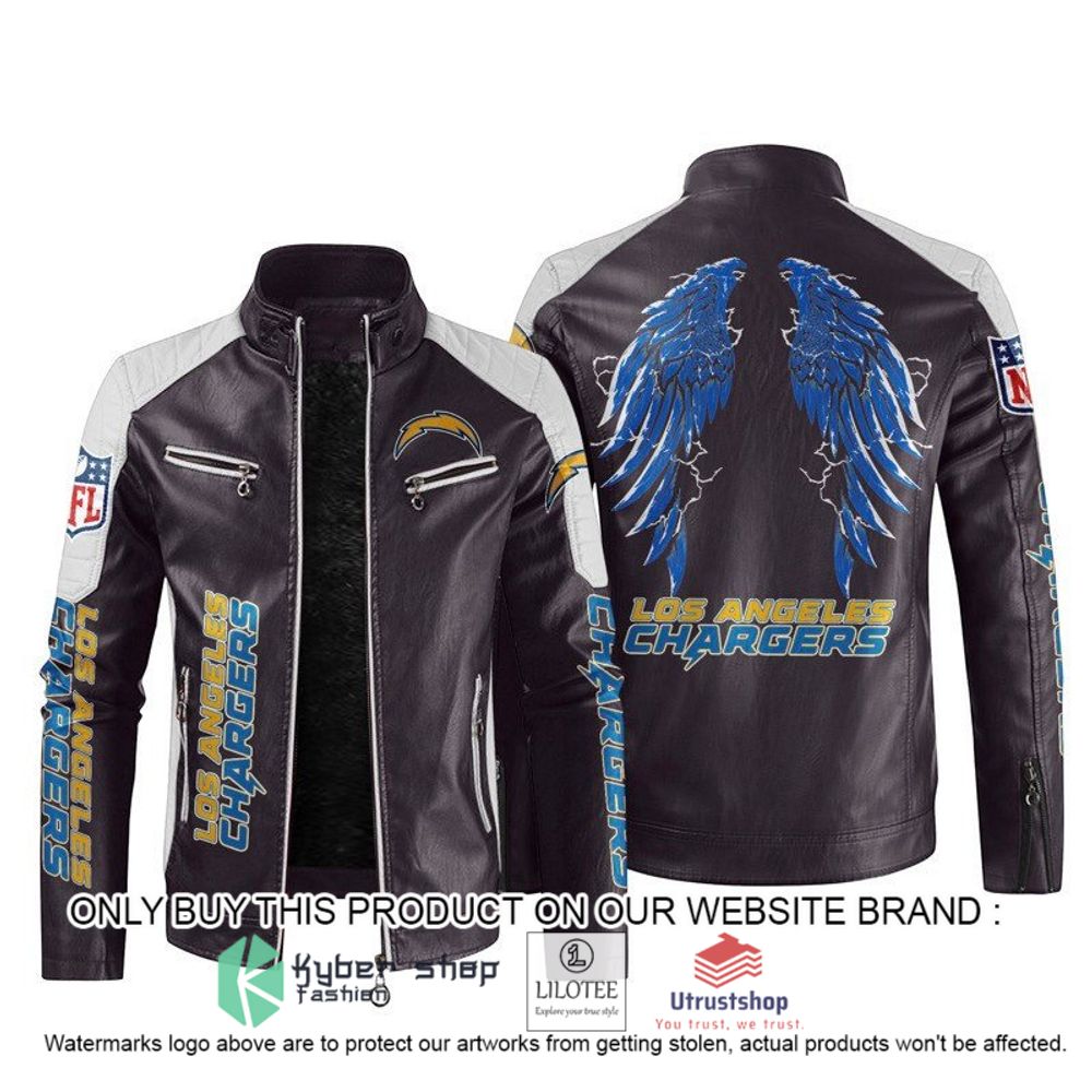 nfl los angeles chargers wings motor block leather jacket 2 96310