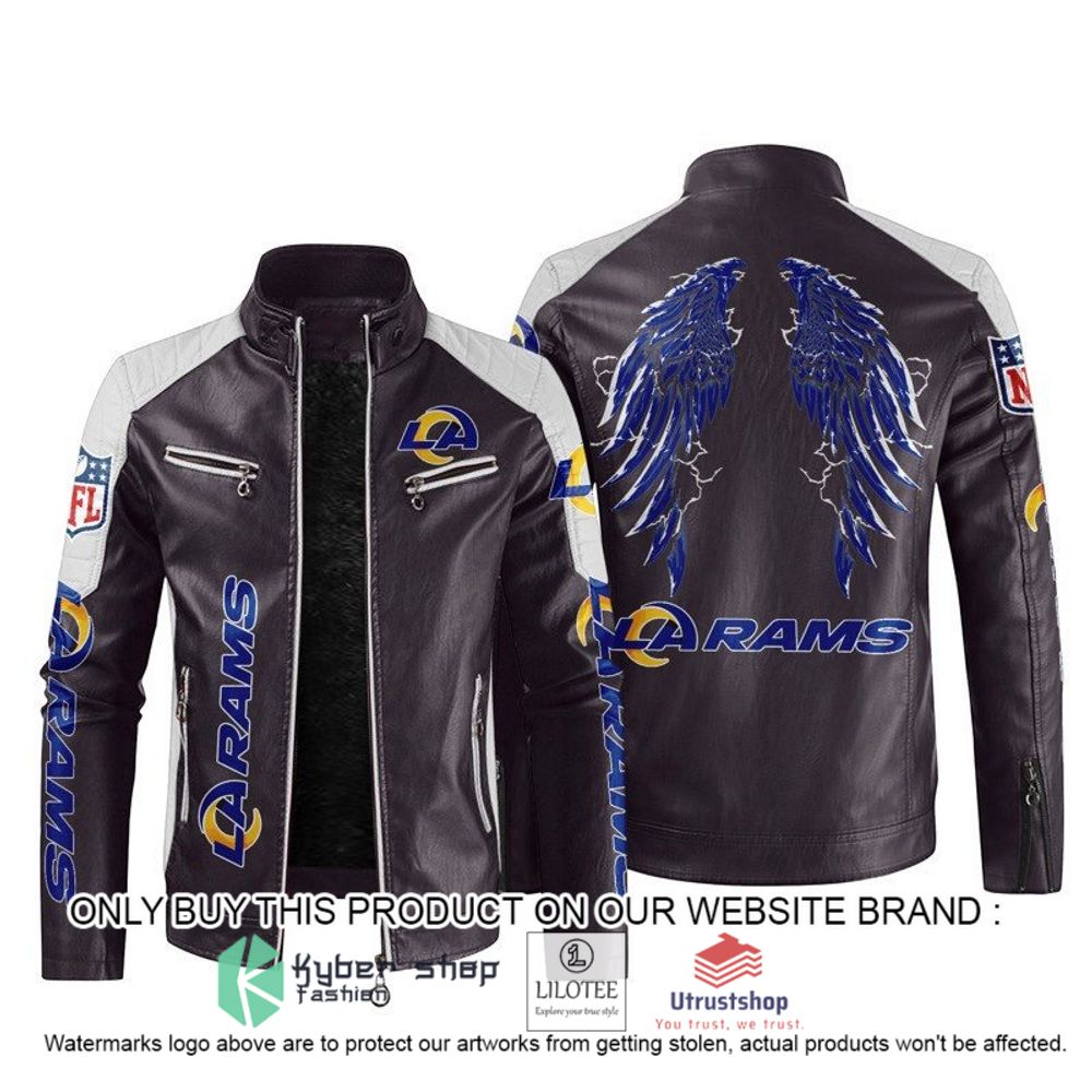 nfl los angeles rams wings motor block leather jacket 2 37715