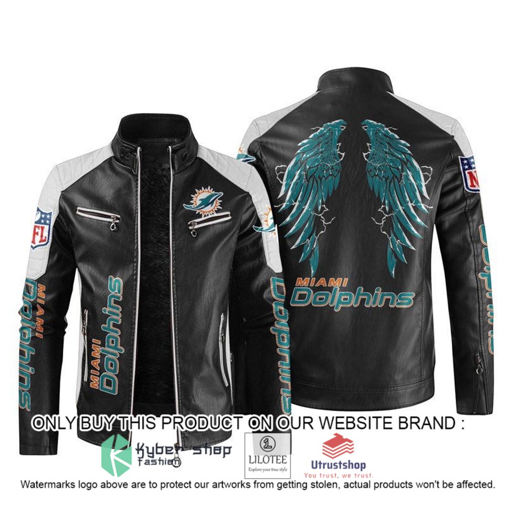 nfl miami dolphins wings motor block leather jacket 1 91269