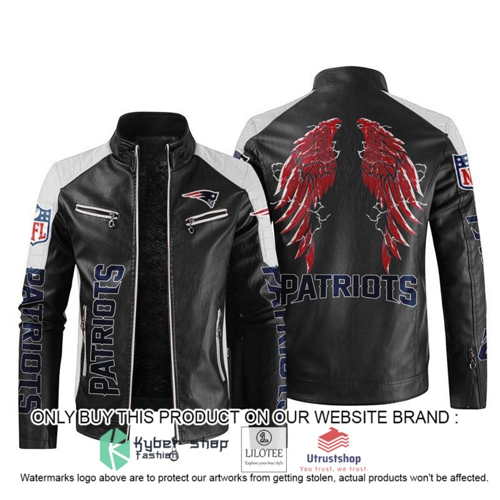 nfl new england patriots wings motor block leather jacket 1 89944