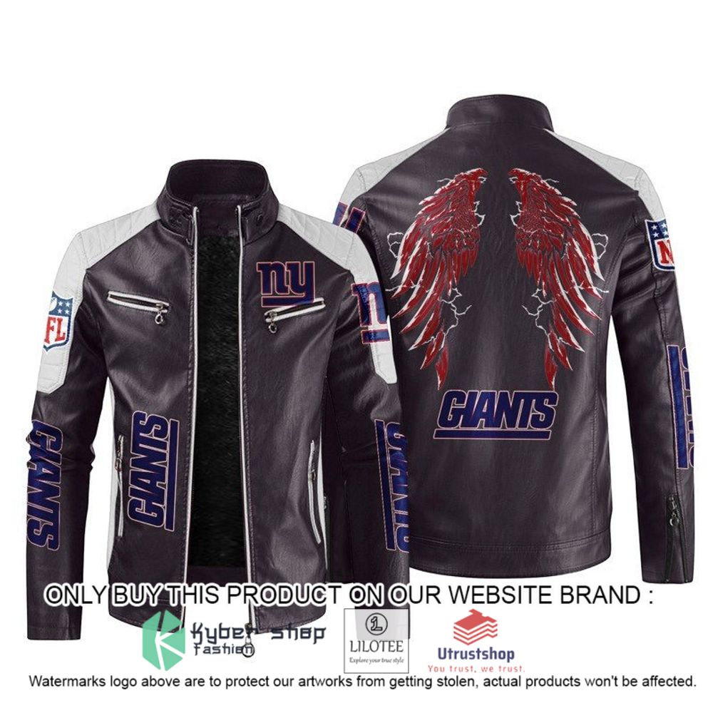 nfl new york giants wings motor block leather jacket 2 1535