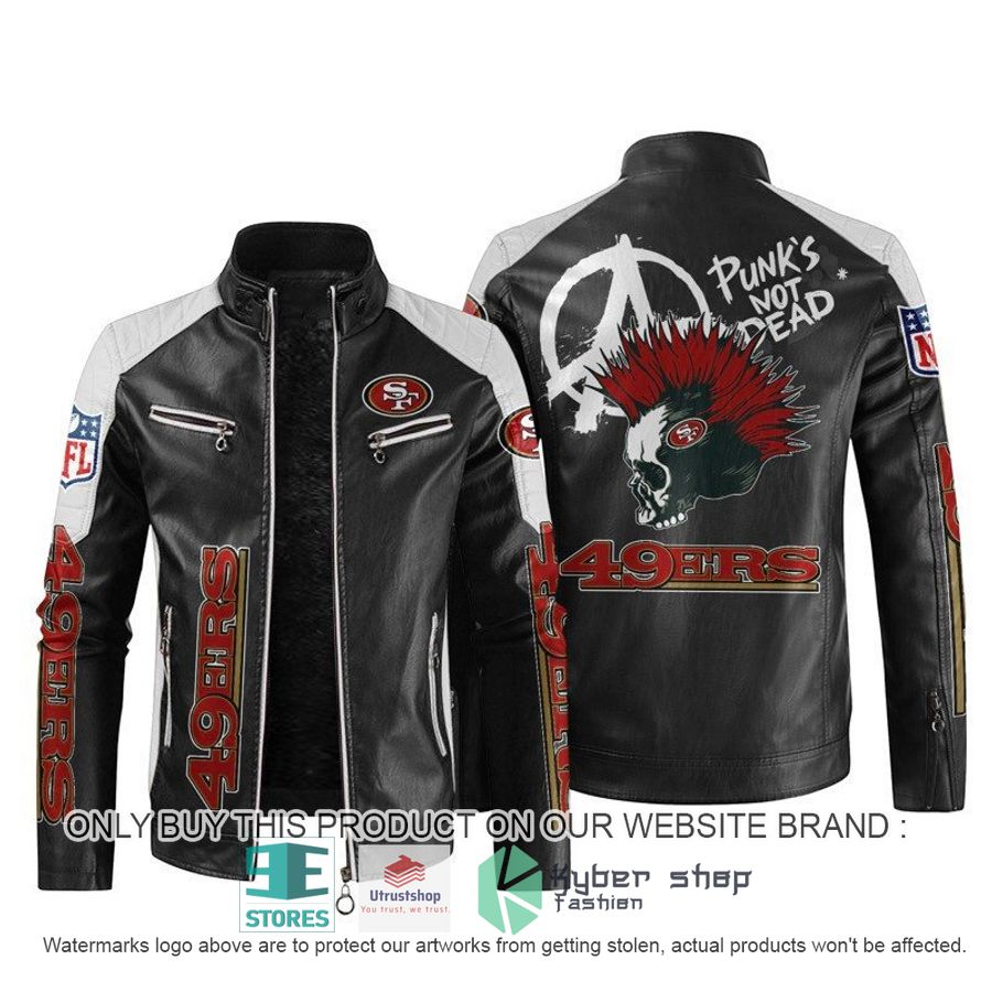 nfl san francisco 49ers punks not dead skull block leather jacket 1 38335