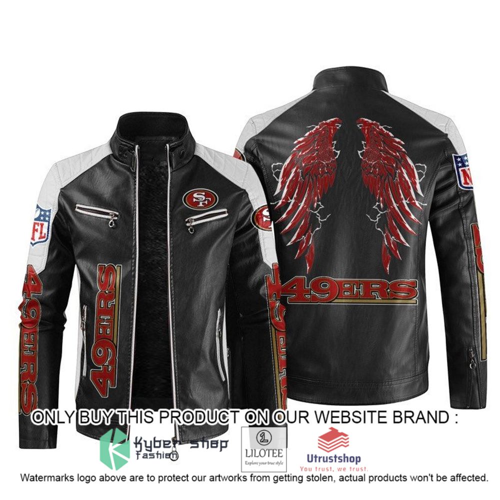 nfl san francisco 49ers wings motor block leather jacket 1 2611