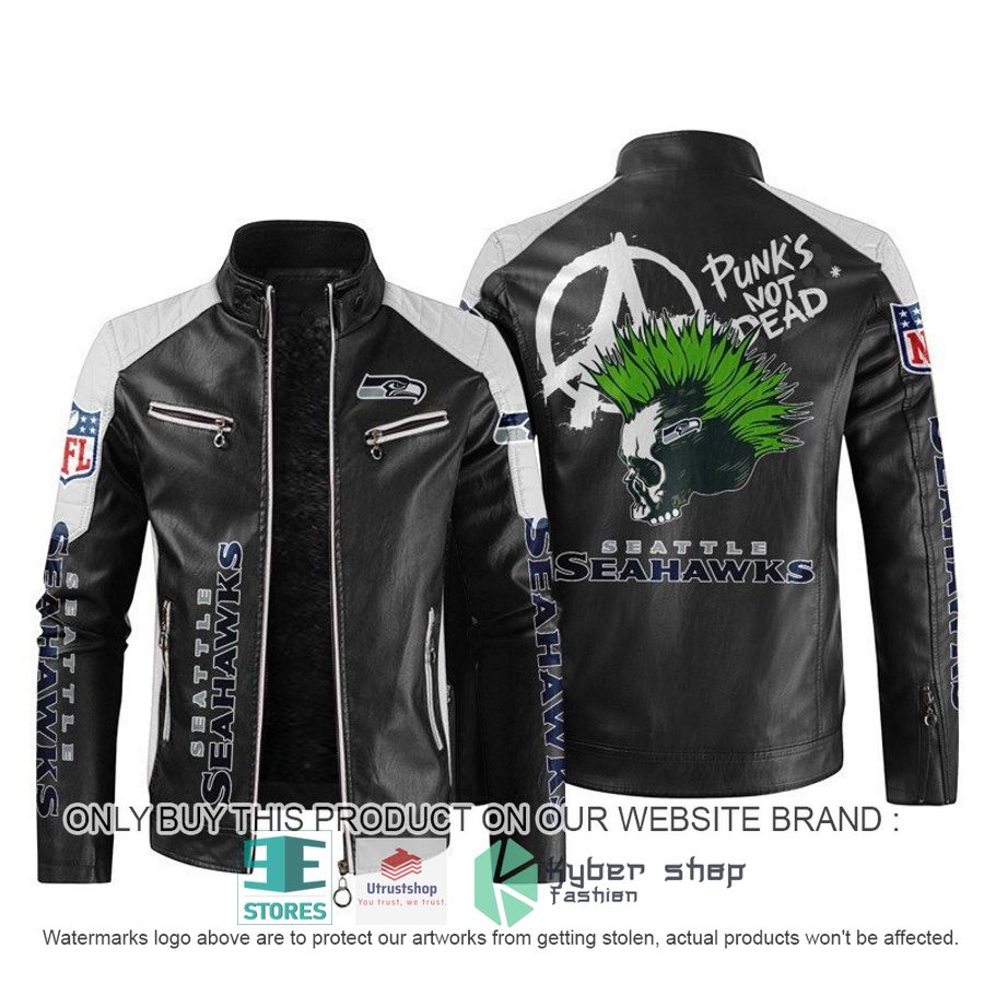 nfl seattle seahawks punks not dead skull block leather jacket 1 38347