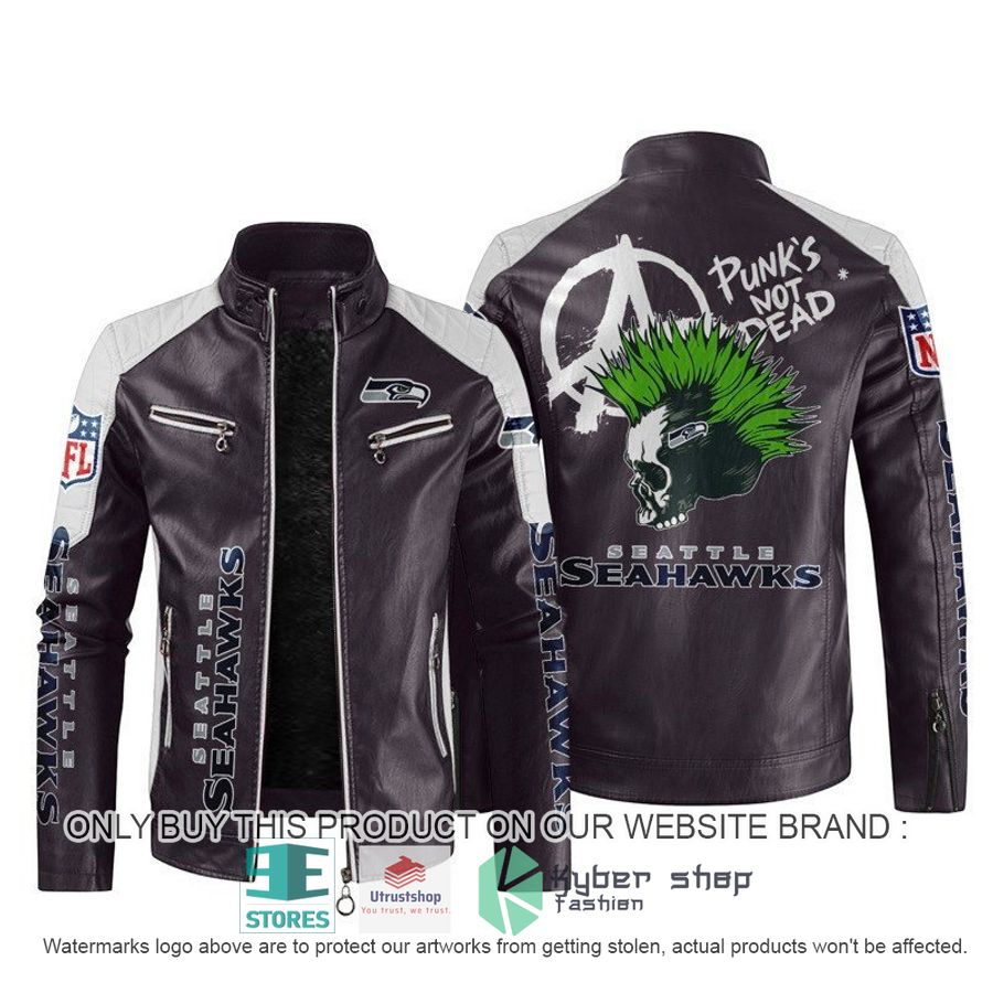 nfl seattle seahawks punks not dead skull block leather jacket 2 61347