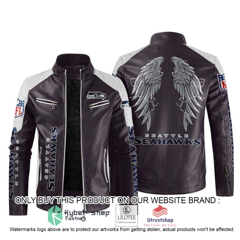 nfl seattle seahawks wings motor block leather jacket 2 62230
