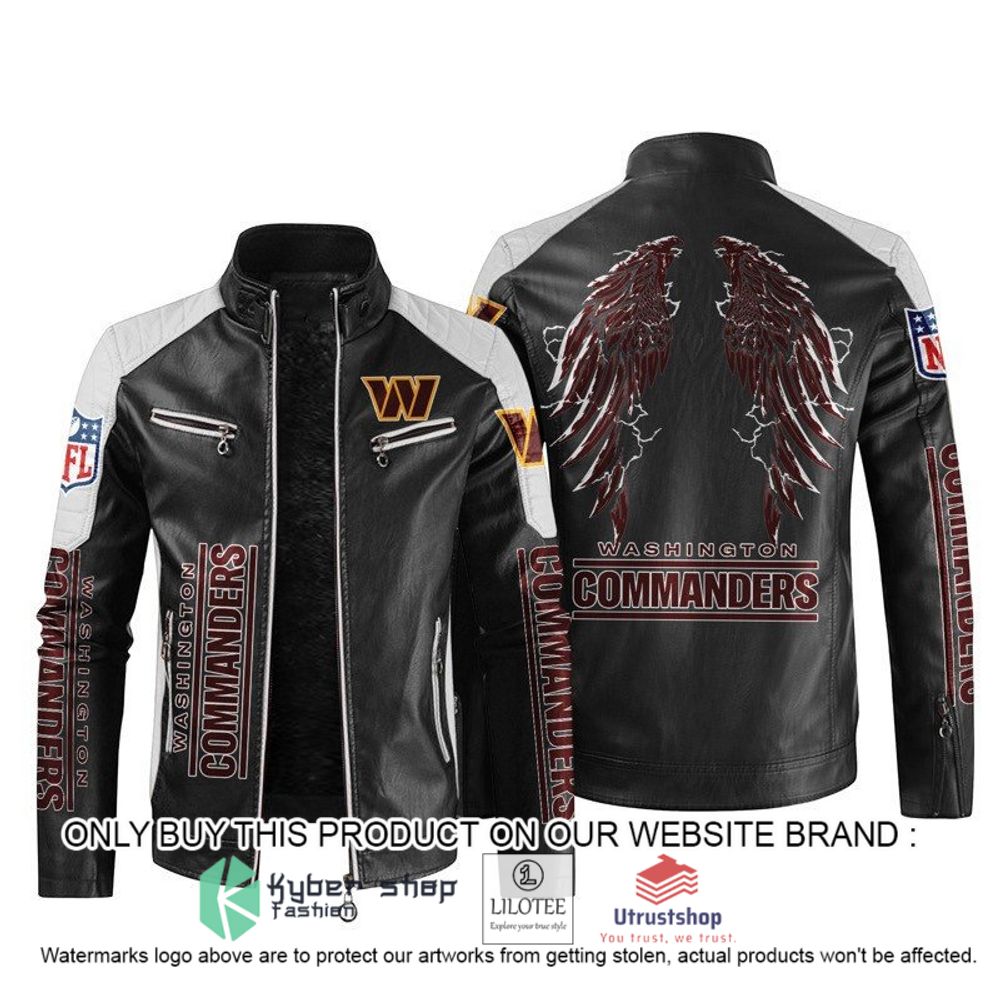 nfl washington commanders wings motor block leather jacket 1 44160