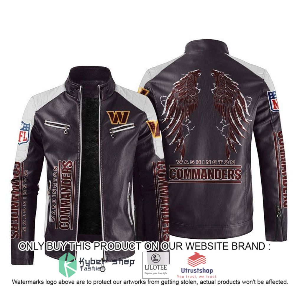 nfl washington commanders wings motor block leather jacket 2 50974