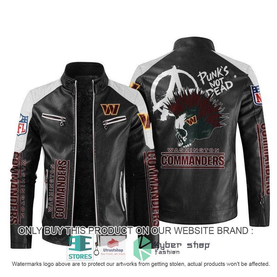 nfl washington redskins punks not dead skull block leather jacket 1 33384