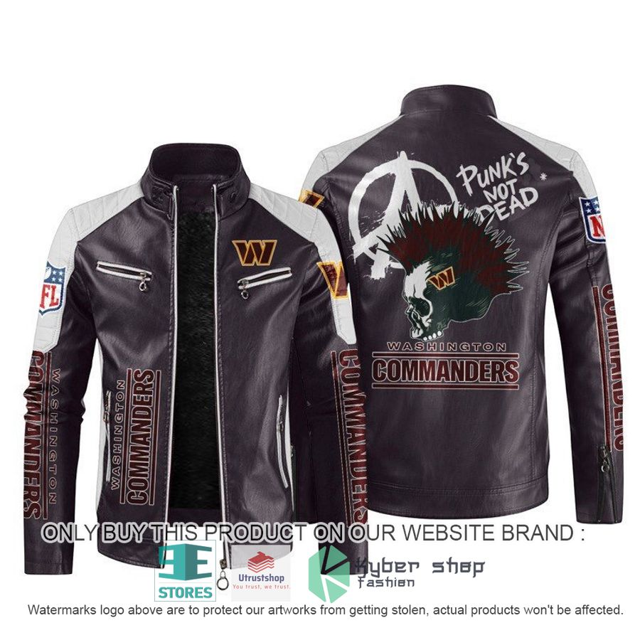 nfl washington redskins punks not dead skull block leather jacket 2 18258