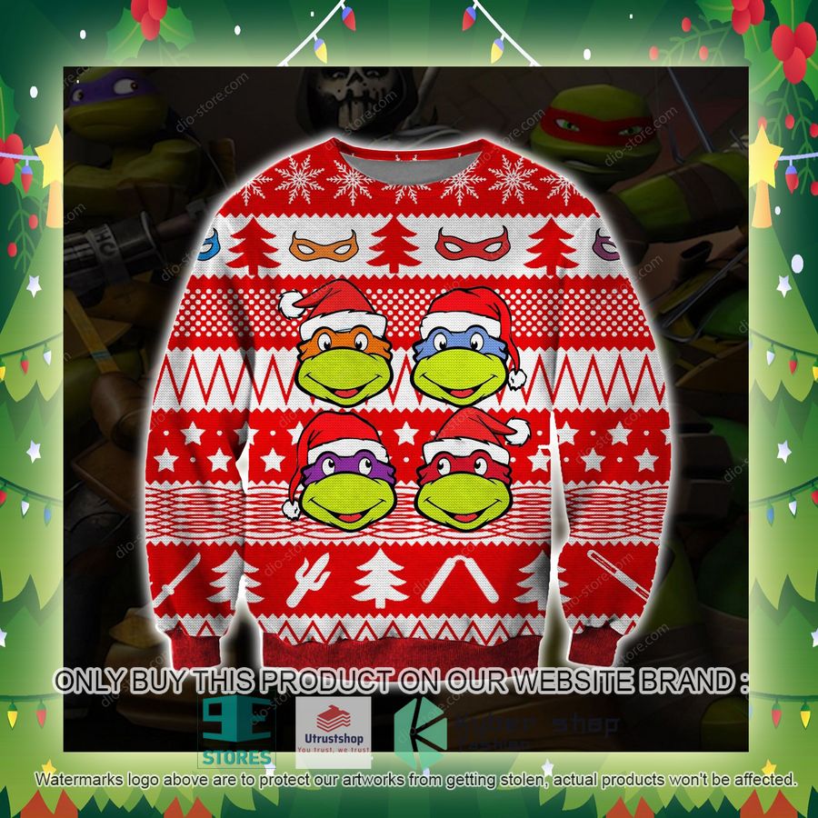ninja turtles red white knitted wool sweater 2 73195