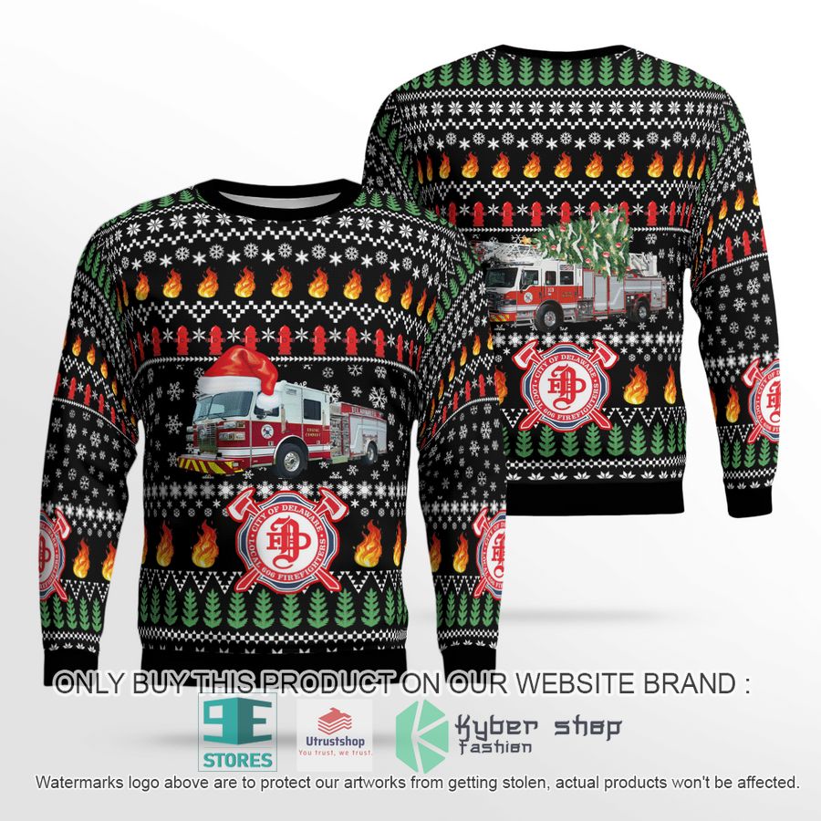 ohio city of delaware fire department christmas sweater 1 52917