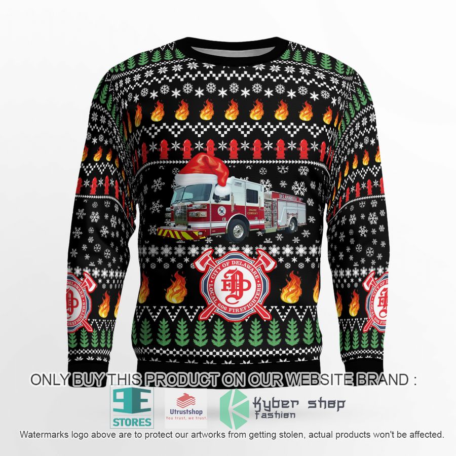 ohio city of delaware fire department christmas sweater 2 34864