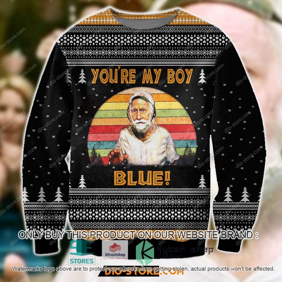 old school patrick cranshaw youre my boy blue knitted wool sweater 1 9579