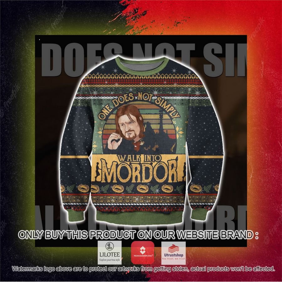 one does not simply walk into mordor ugly christmas sweater sweatshirt 3 95581