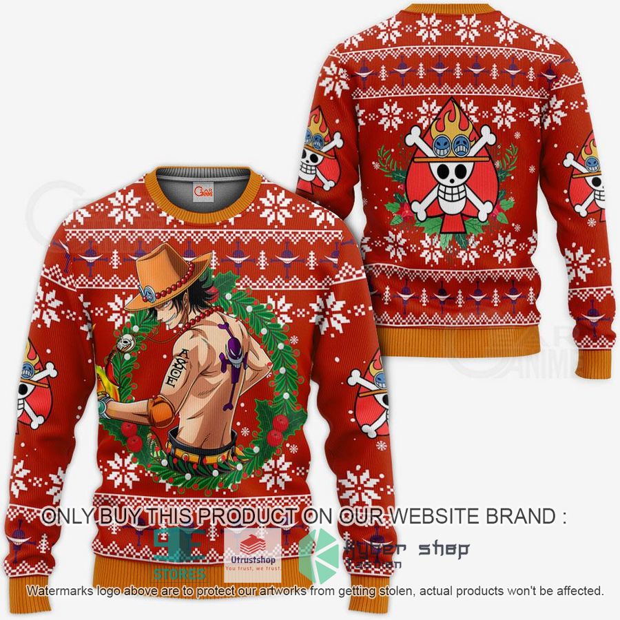 one piece portgas d ace ugly christmas sweater 1 27479