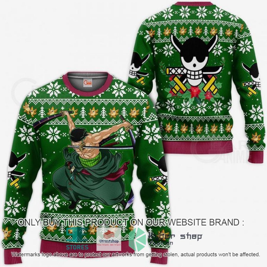 one piece roronoa zoro ugly christmas sweater 1 22251