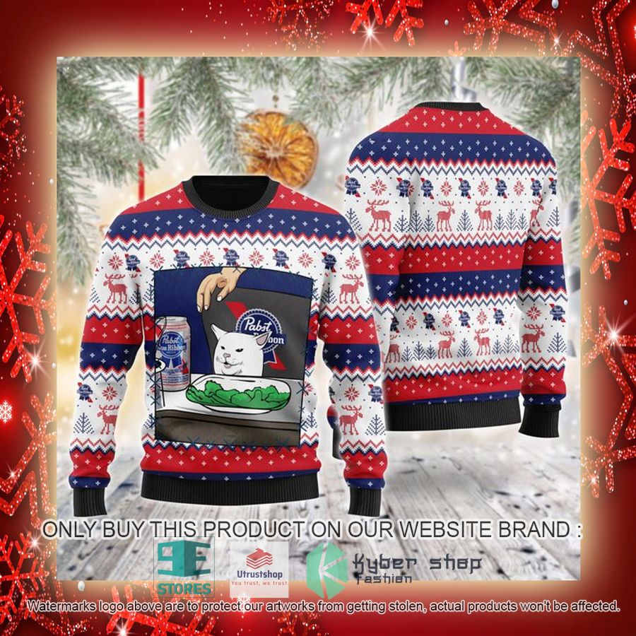 pabst blue ribbon cat meme ugly christmas sweater 3 17546