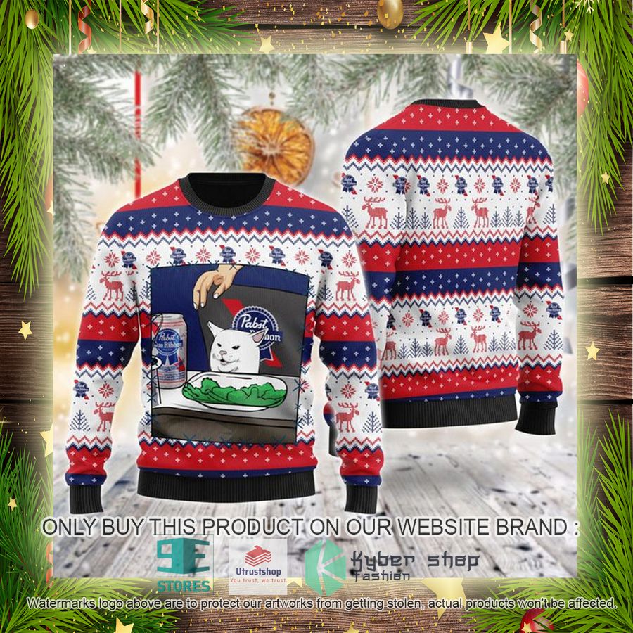 pabst blue ribbon cat meme ugly christmas sweater 4 29761