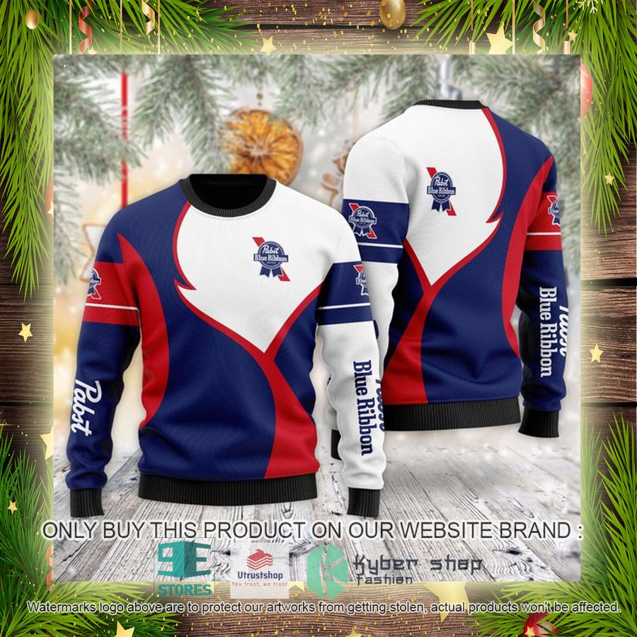 pabst blue ribbon ugly christmas sweater 4 9695