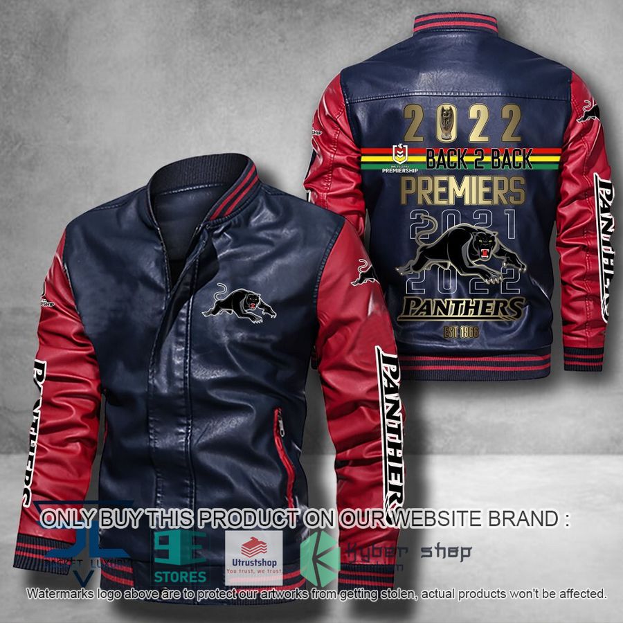 penrith panthers 2022 back to back premiers leather bomber jacket 2 648