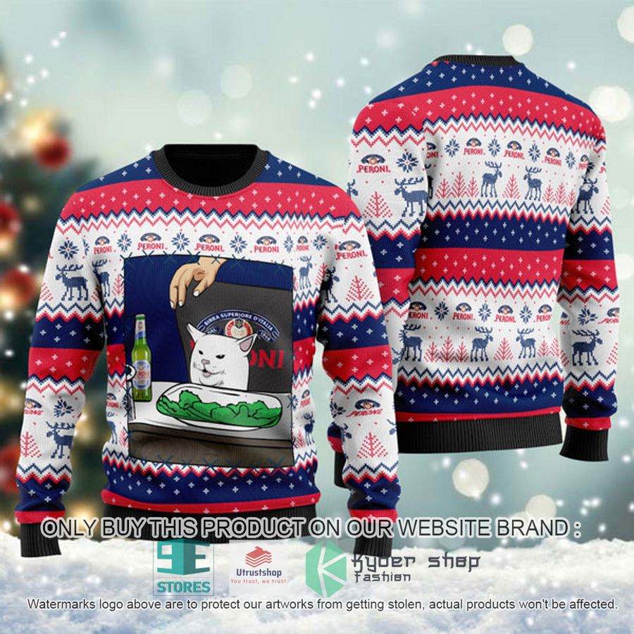 peroni beer cat meme ugly christmas sweater 1 36978
