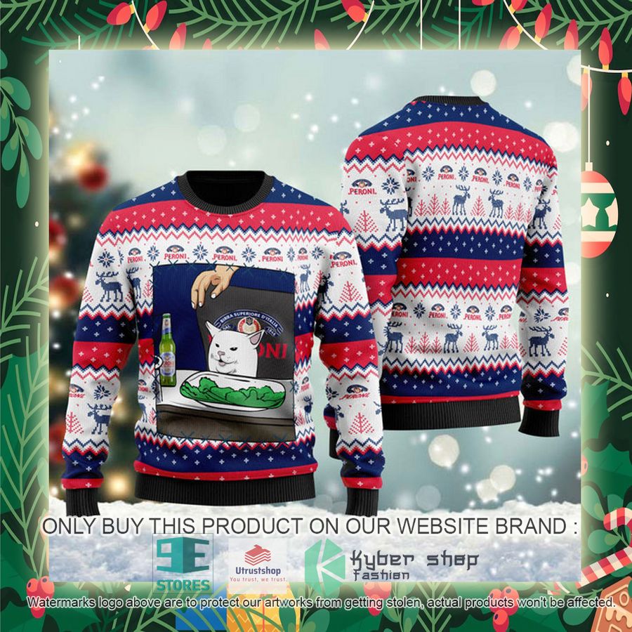 peroni beer cat meme ugly christmas sweater 2 25698