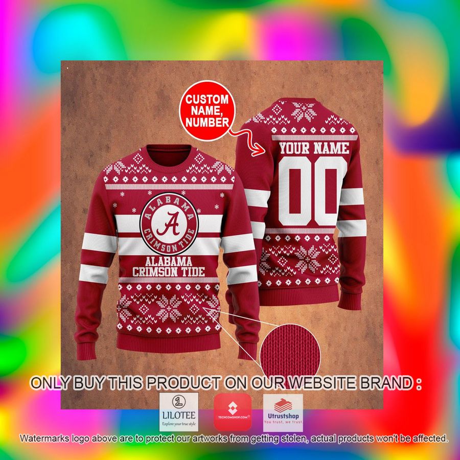 personalized alabama crimson tide ugly christmas sweater 2 83065