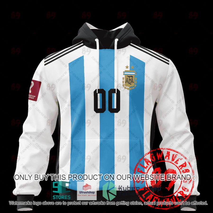 personalized argentina home jersey world cup 2022 white blue shirt hoodie 1 63281