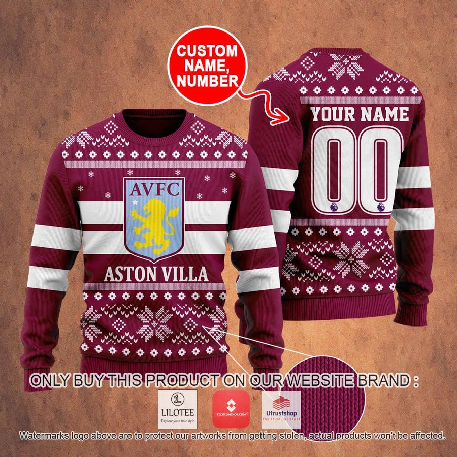 personalized aston villa ugly christmas sweater 1 64427