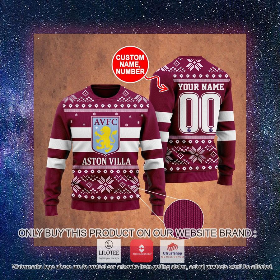 personalized aston villa ugly christmas sweater 3 11613